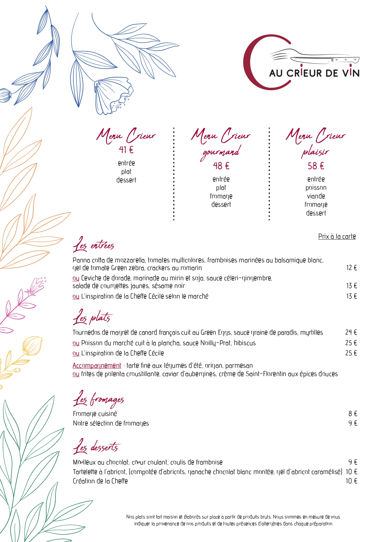 Restaurant Au Crieur de vin - Menu Crieur de vin - 2025-07-16