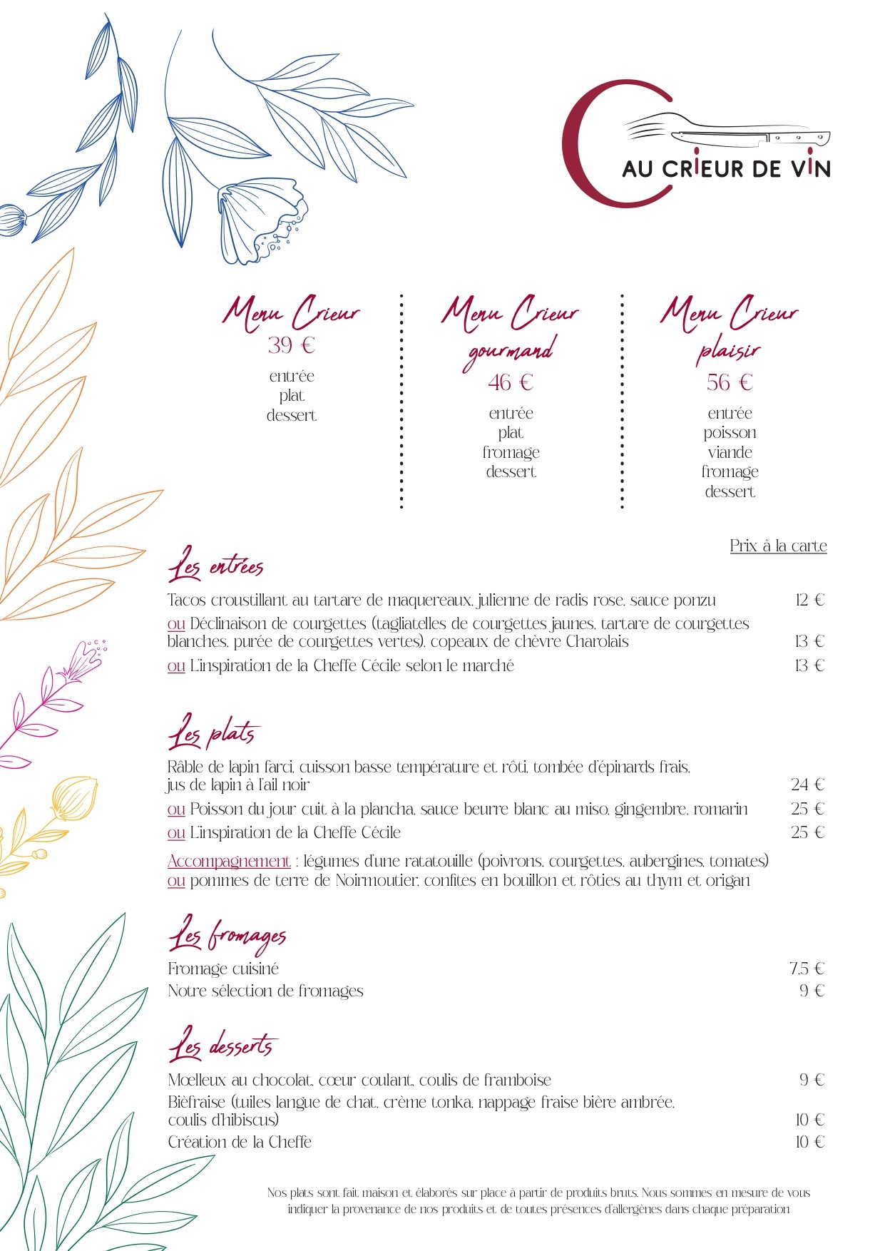 Restaurant Au Crieur de vin - Menu Crieur de vin - 2025-05-23